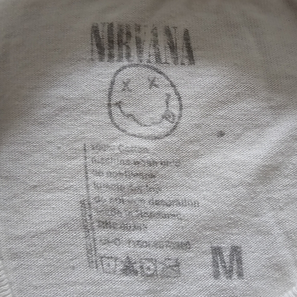 Nirvana White Cotton Tee-Shirt "Come As You Are" Size Medium - Picture 4 of 4